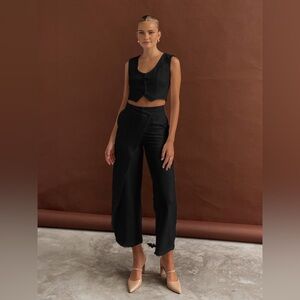 Solid Asymmetrical Straight Leg Pants Set M MC4
